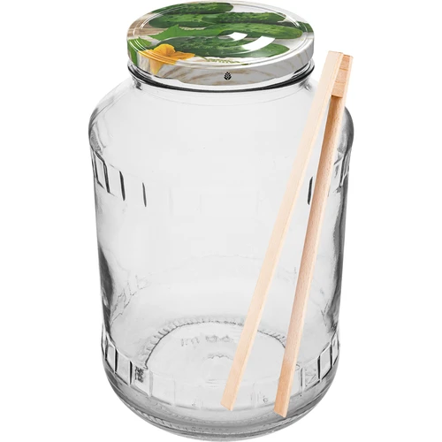 Frasco 1,5 L, fi 82/6 com tampa colorida + pinças