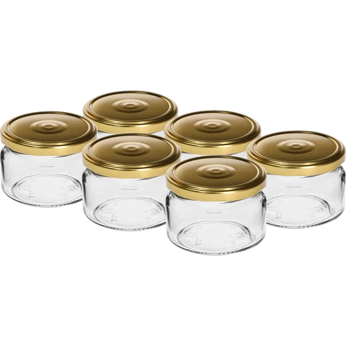 Frasco baixo 200 ml - com tampa dourada fi 82/6, 6 unidades