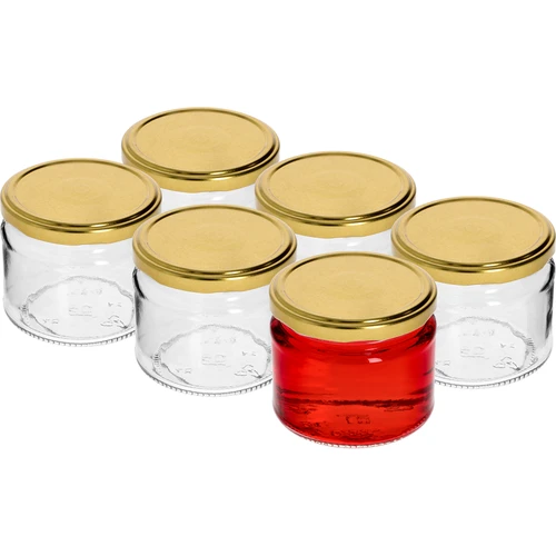 Frasco baixo 330 ml - com tampa dourada fi 82/6, 6 unid. - 2