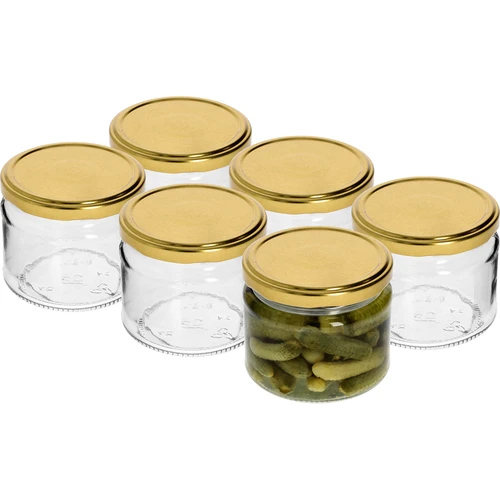 Frasco baixo 330 ml - com tampa dourada fi 82/6, 6 unid. - 3