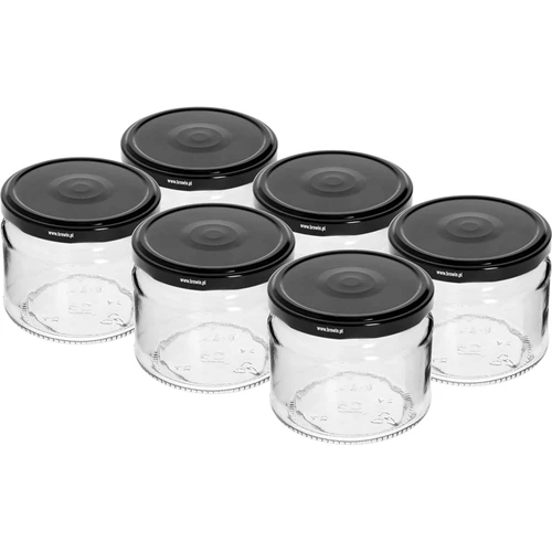 Frasco baixo 330 ml - com tampa preta fi 82/6, 6 unidades