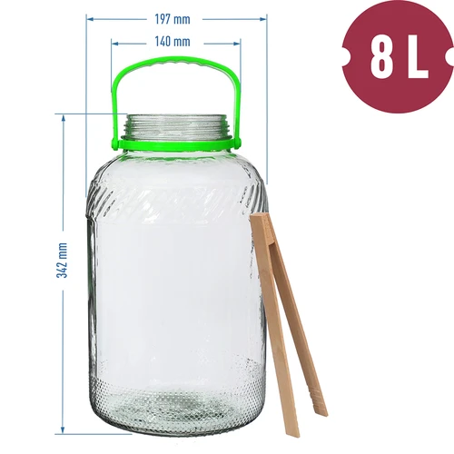 Frasco de vidro de 8 L, com pinças - 6