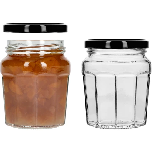 Frasco Konfitura 230 ml com tampa preta fi63/4 - 6 unidades - 6