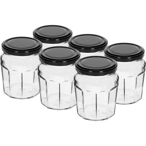 Frasco Konfitura 230 ml com tampa preta fi63/4 - 6 unidades
