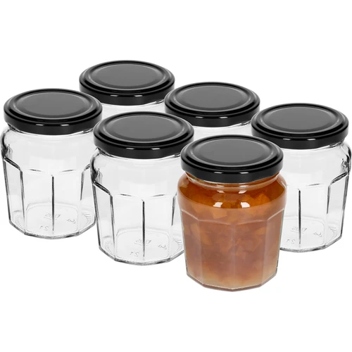 Frasco Konfitura 230 ml com tampa preta fi63/4 - 6 unidades - 2