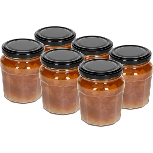 Frasco Konfitura 230 ml com tampa preta fi63/4 - 6 unidades - 3