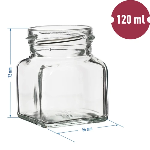 Frasco TO 120 ml quadrado Ø53 com tampa - 6 unidades - 5