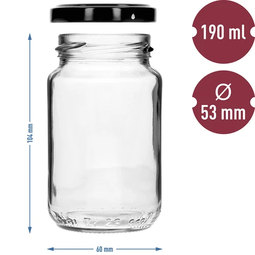 Frasco TO 190 ml com tampa colorida fi 53 - 8 unid. - 8