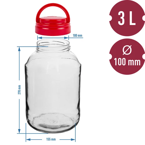 Frasco TO 3 L com tampa Ø100 mm com pega - 6