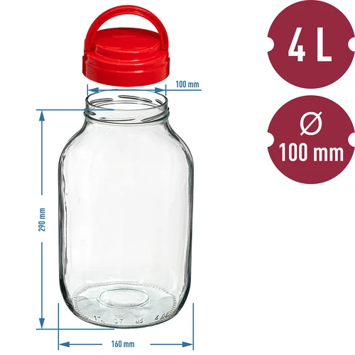Frasco TO 4 L com tampa Ø 100 mm com pega - 6