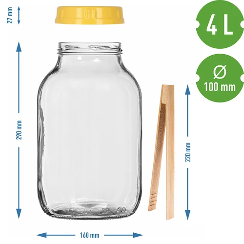 Frasco TO 4 L, pinça e tampa de plástico Ø 100 mm, com pega - 7