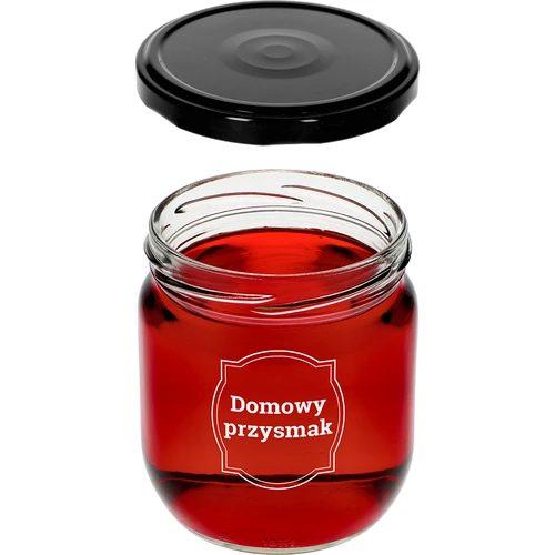 Frasco TO 425 ml com estampado «Delícia caseira» e tampa preta Ø 82 - 3 unidades - 5