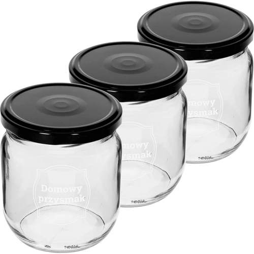 Frasco TO 425 ml com estampado «Delícia caseira» e tampa preta Ø 82 - 3 unidades - 2