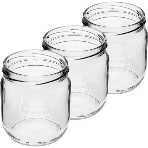 Frasco TO 425 ml com estampado «Delícia caseira» e tampa preta Ø 82 - 3 unidades - 3