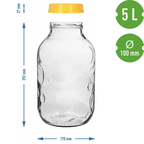 Frasco TO 5 L com tampa de plástico Ø 100, com pega - 7