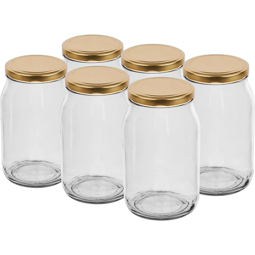 Frasco TO 900 ml com tampa dourada fi 82/6 - 6 unidades