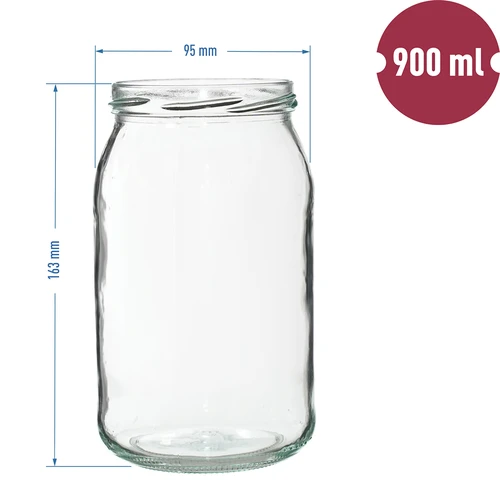 Frasco TO 900 ml com tampa dourada fi 82/6 - 6 unidades - 8