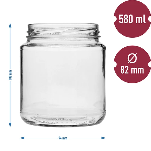 Frasco TO, bojudo 580 ml com tampa colorida fi82/6, 6 unid. - 7