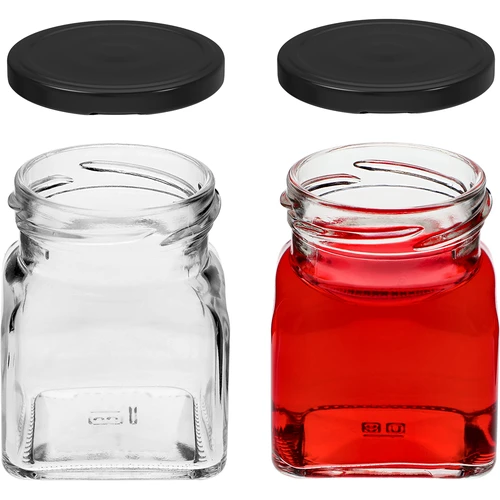 Frasco twist-off 120 ml - Quadrado TO 53 com tampa preta, 6 un. - 5