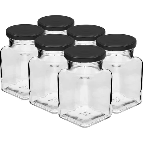 Frasco twist-off 150 ml Quatro Cantos Ø 53 mm com tampa preta, 6 un.