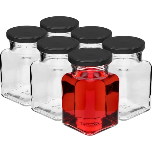Frasco twist-off 150 ml Quatro Cantos Ø 53 mm com tampa preta, 6 un. - 2