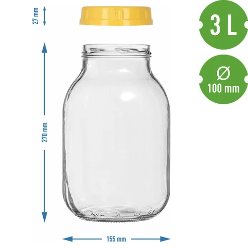 Frasco twist-off 3 L com tampa de plástico Ø 100 com pega - 7