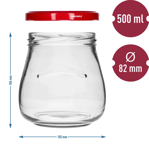 Frasco twist-off 500 ml "Ânfora Invertida" com tampa bordeaux fi 82/6, 6 unidades - 9
