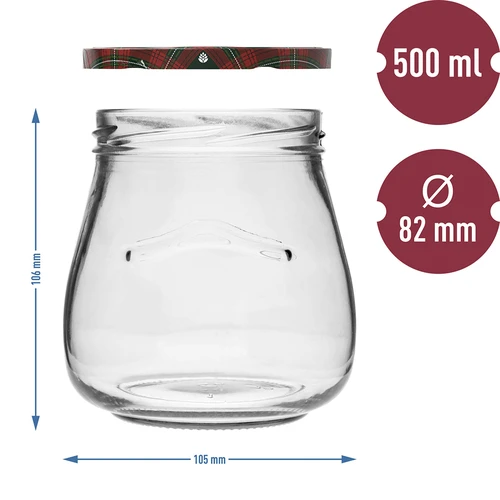 Frasco twist-off 500 ml "Ânfora Invertida" com tampa colorida fi 82/6, 6 unidades - 10