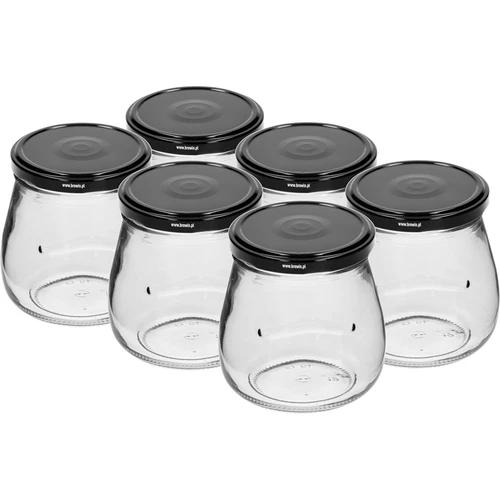 Frasco twist-off 500 ml "Ânfora Invertida" com tampa preta fi 82/6, 6 unidades