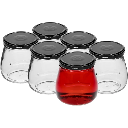 Frasco twist-off 500 ml "Ânfora Invertida" com tampa preta fi 82/6, 6 unidades - 2