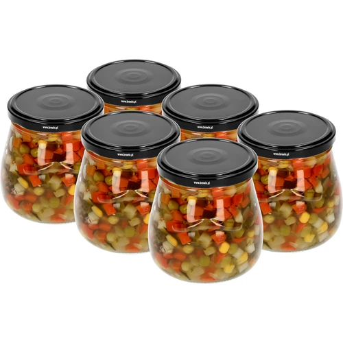Frasco twist-off 500 ml "Ânfora Invertida" com tampa preta fi 82/6, 6 unidades - 4