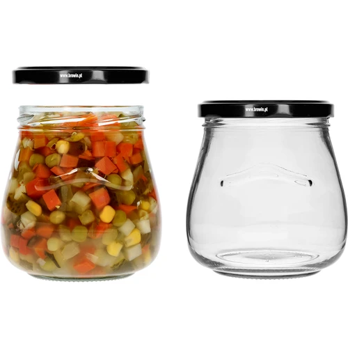Frasco twist-off 500 ml "Ânfora Invertida" com tampa preta fi 82/6, 6 unidades - 6