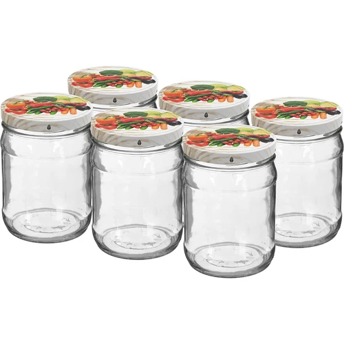 Frasco twist-off 500 ml com tampa colorida fi82/6 - 6 unid.