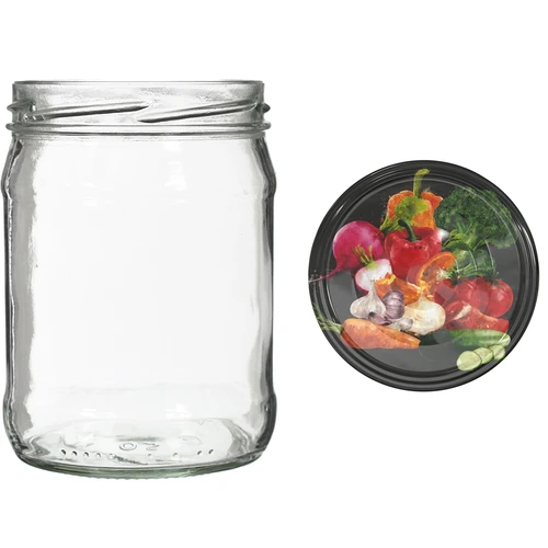 Frasco twist-off 500 ml com tampa colorida fi82/6 - 6 unid. - 6