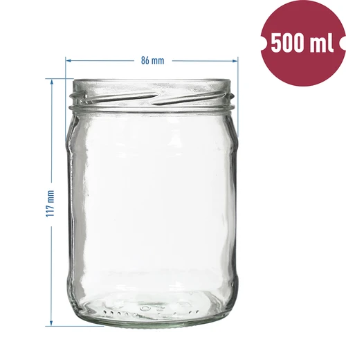 Frasco twist-off 500 ml com tampa colorida fi82/6 - 6 unid. - 2