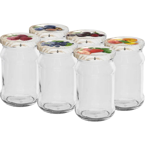 Frascos de 300 ml com tampa colorida fi 66 - 6 unidades