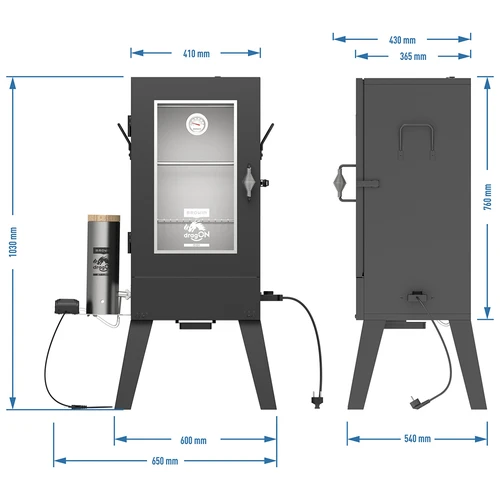 Fumador elétrico dragON E101 com gerador de fumo, 70 L - 12