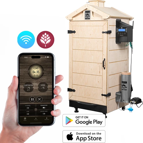 Fumeiro sem moldura dragON PLYWOOD NATURE com controlador Wi‑Fi, 200 L