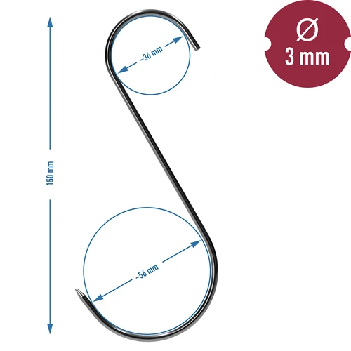 Ganchos para fumagem - S, afiados 3 mm x 150 mm, 15 un. - 7