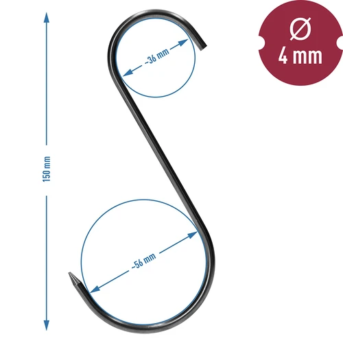 Ganchos para fumagem - S, pontiagudos 4 mm x 150 mm, 15 un. - 6