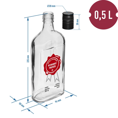 Garrafa 500 ml com tampa de rosca, impressão «Wyborny Trunek», 1 unid. - 6