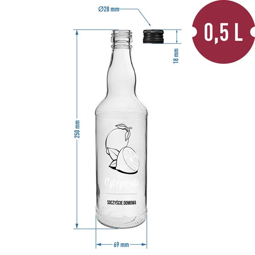 Garrafa 500 ml com tampa de rosca, impressão «Cytrynówka», 1 unidade - 4