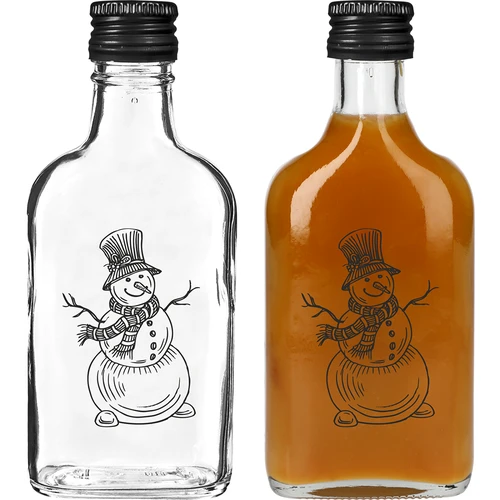 Garrafa tipo frasco de bolso 200 ml com tampa de rosca, impressão "Boneco de Neve", 1 un. - 2