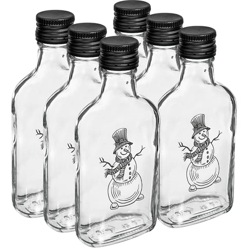 Garrafa tipo frasco de bolso 200 ml com tampa de rosca, impressão "Boneco de Neve", 1 un. - 4