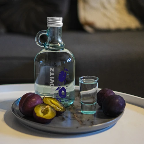 Garrafa 500 ml com tampa de rosca e impressão a 2 cores Slivovitz - 4 unidades - 8