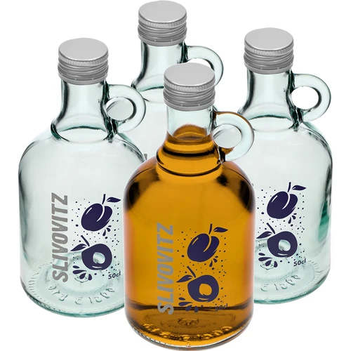 Garrafa 500 ml com tampa de rosca e impressão a 2 cores Slivovitz - 4 unidades