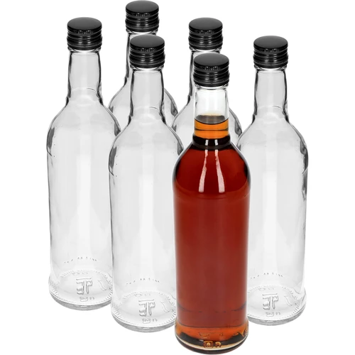 Garrafa 500 ml Esguia, com tampa de rosca preta, para vodka, 6 unid. - 2