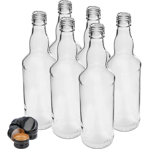 Garrafa 500 ml para vodka, com tampa preta, 6 unidades - 2