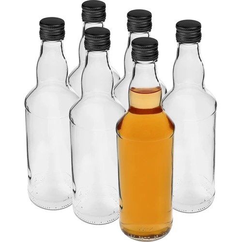 Garrafa 500 ml para vodka, com tampa preta, 6 unidades - 3