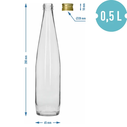 Garrafa Club 500 ml com tampa de rosca dourada, conjunto de 6 unidades - 7